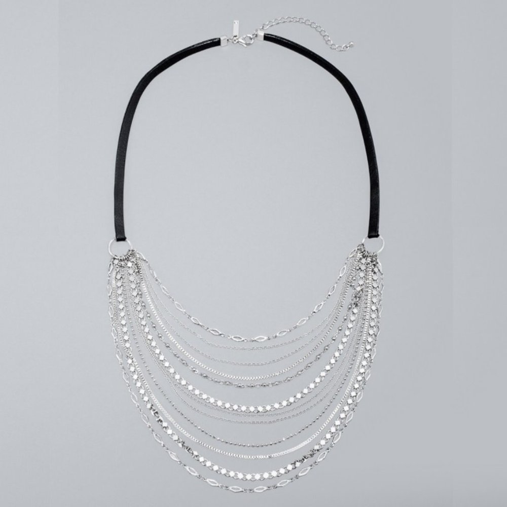 NWT WHBM 💕 MULTI-CHAIN & LEATHER NECKLACE